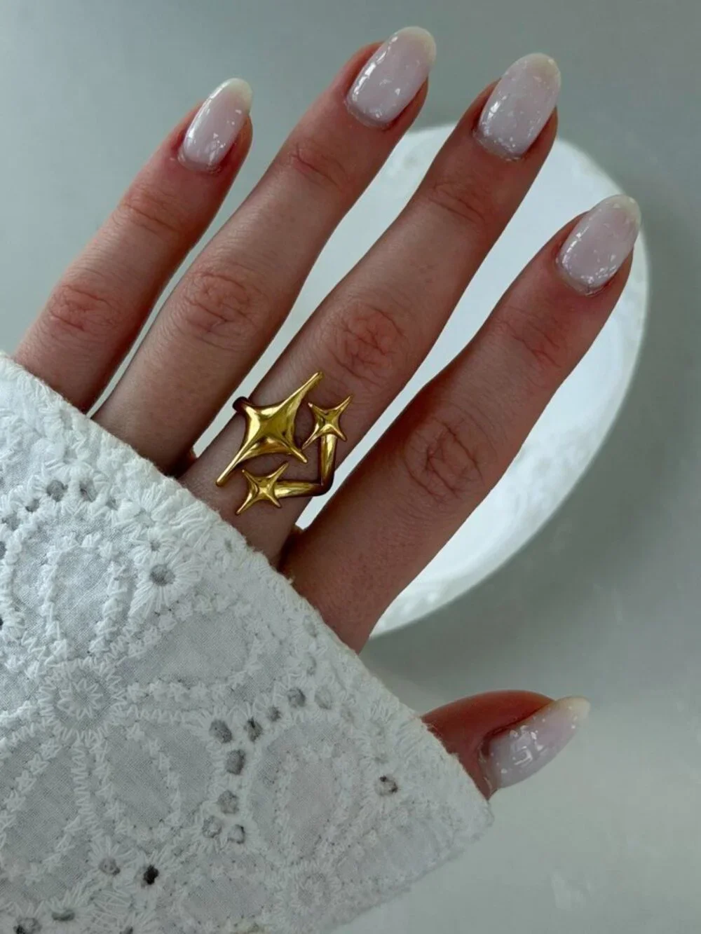 Sku0558 Retro Gold Women Minimalist Star Adjustable StainlessRing  +gift‎ bag
